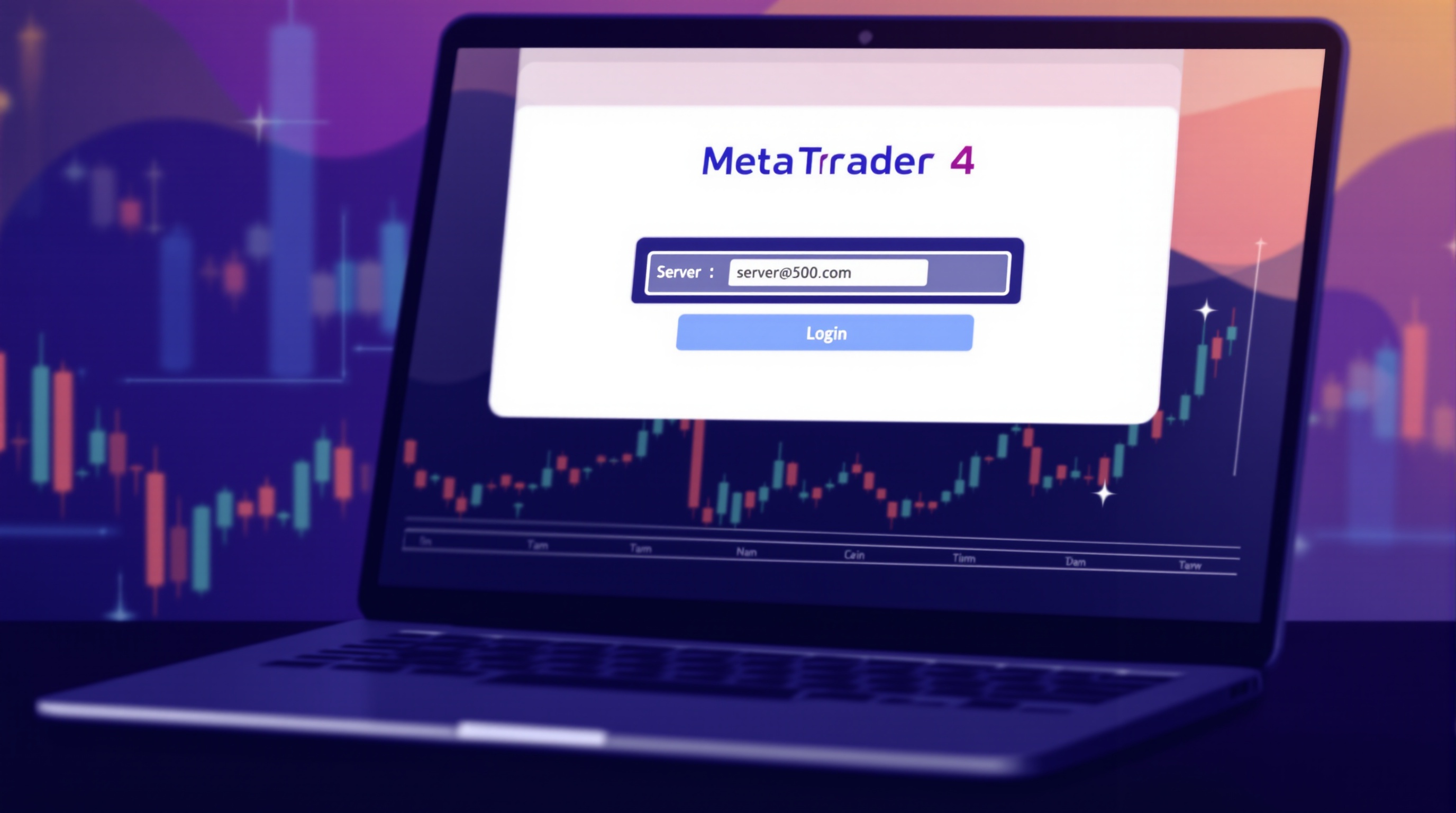 Trader adding a missing MT4 server address into the MetaTrader 4 login window on a desktop screen