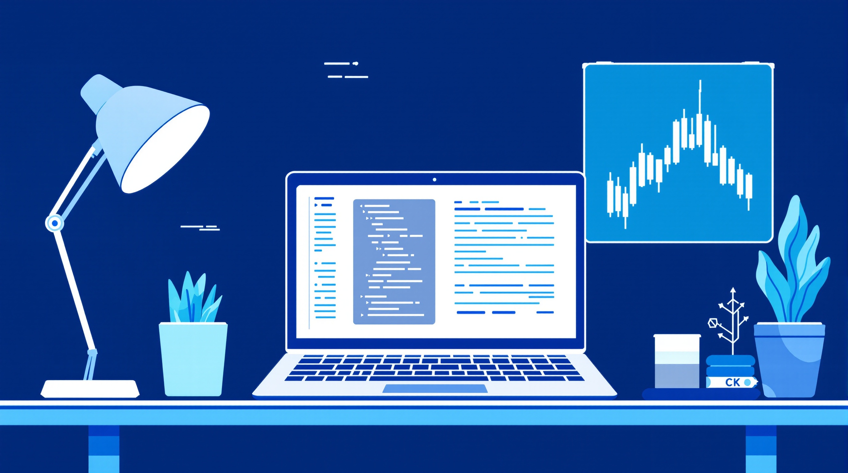 Trader writing MQL code for an Expert Advisor next to a MetaTrader chart