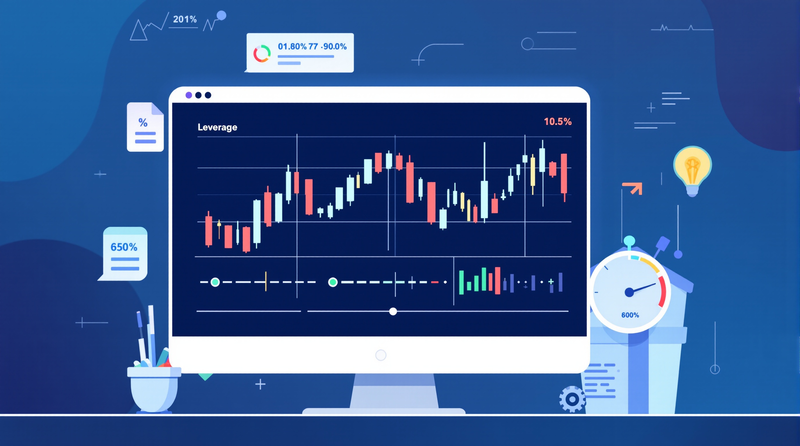 Trader adjusting leverage and margin settings on a forex trading platform dashboard