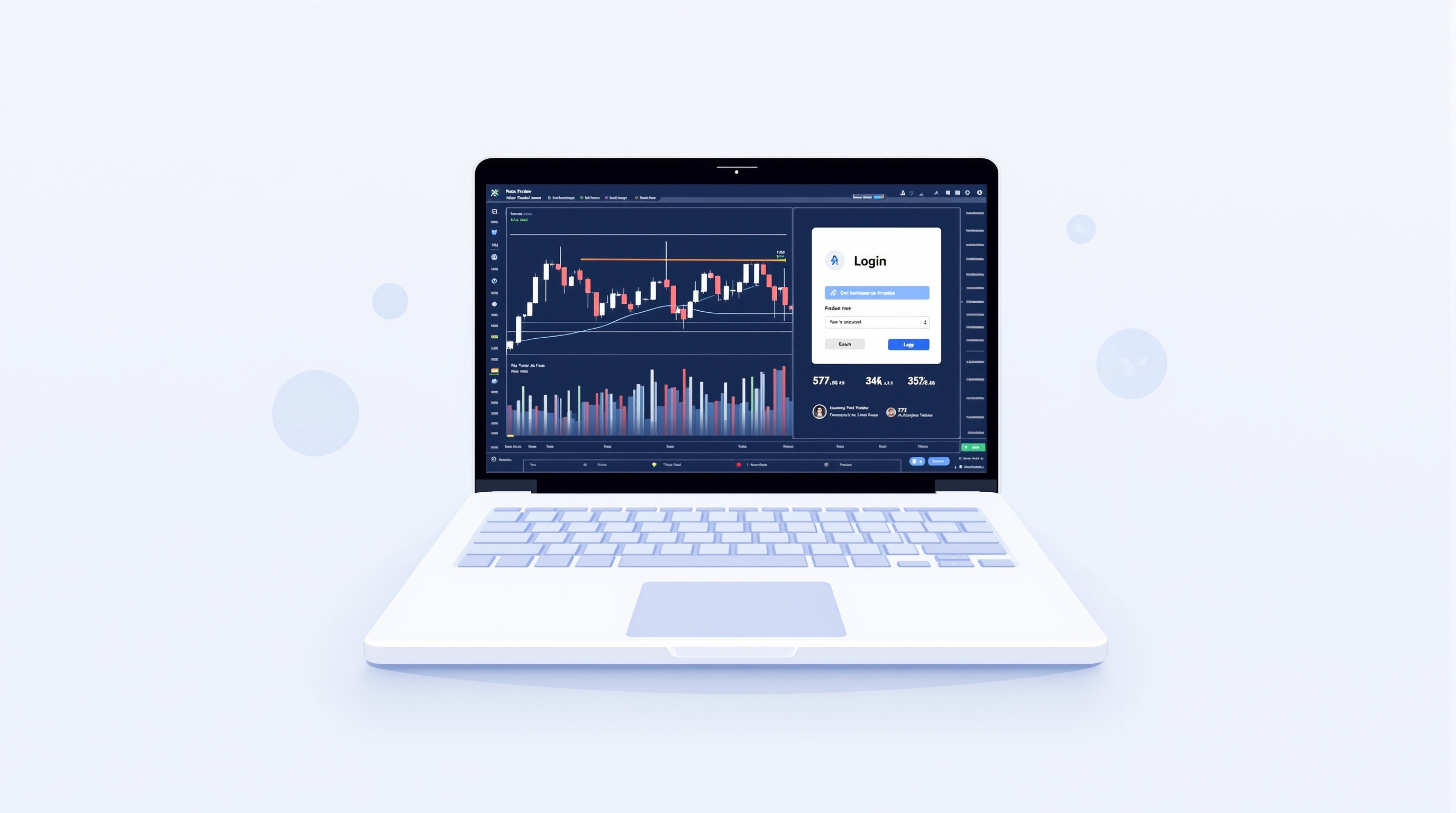 Trader connecting MetaTrader 4 terminal to a broker server on a laptop screen