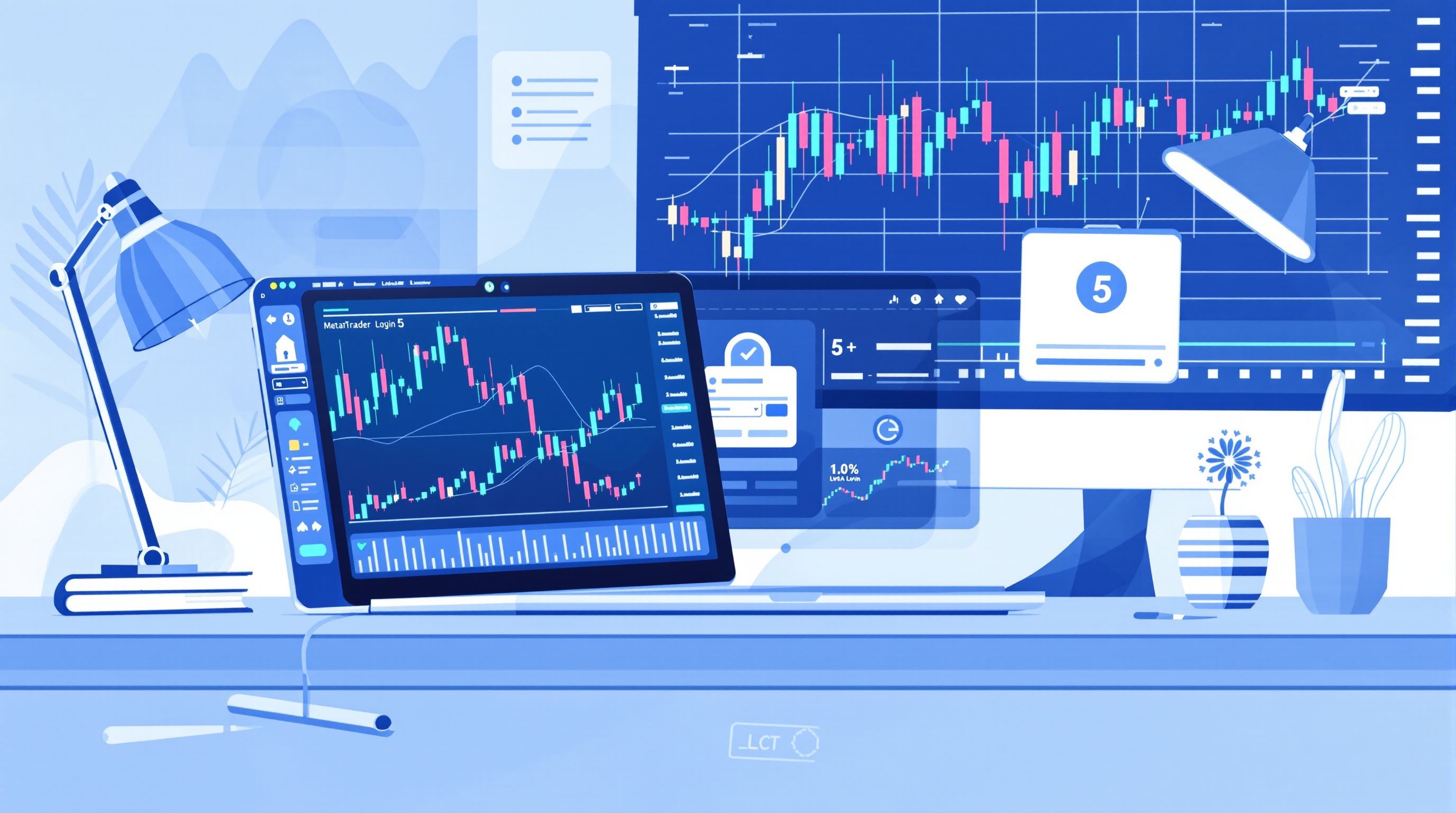 Trader connecting MetaTrader 5 platform to an FxPro account on a desktop screen