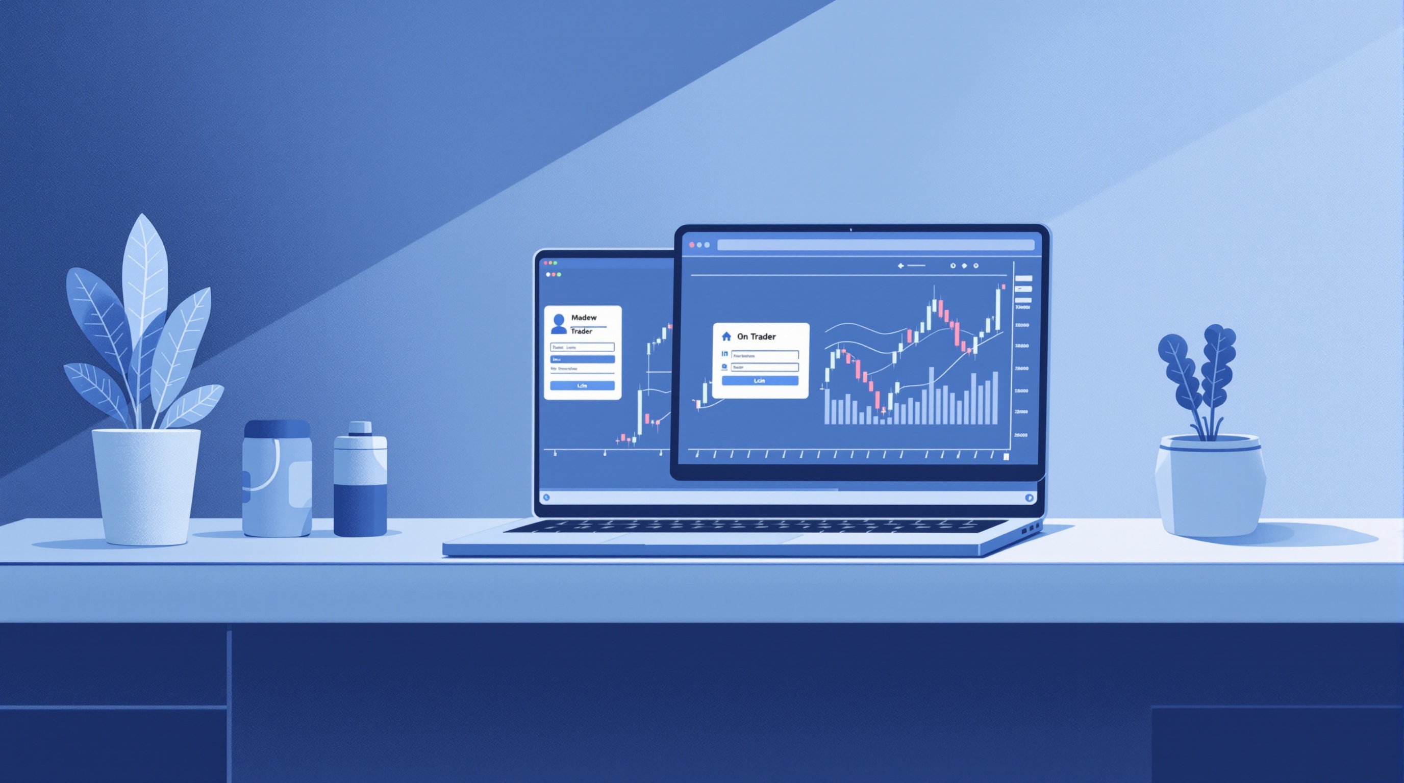 Trader setting up MetaTrader 4 login screen with broker server field on a laptop