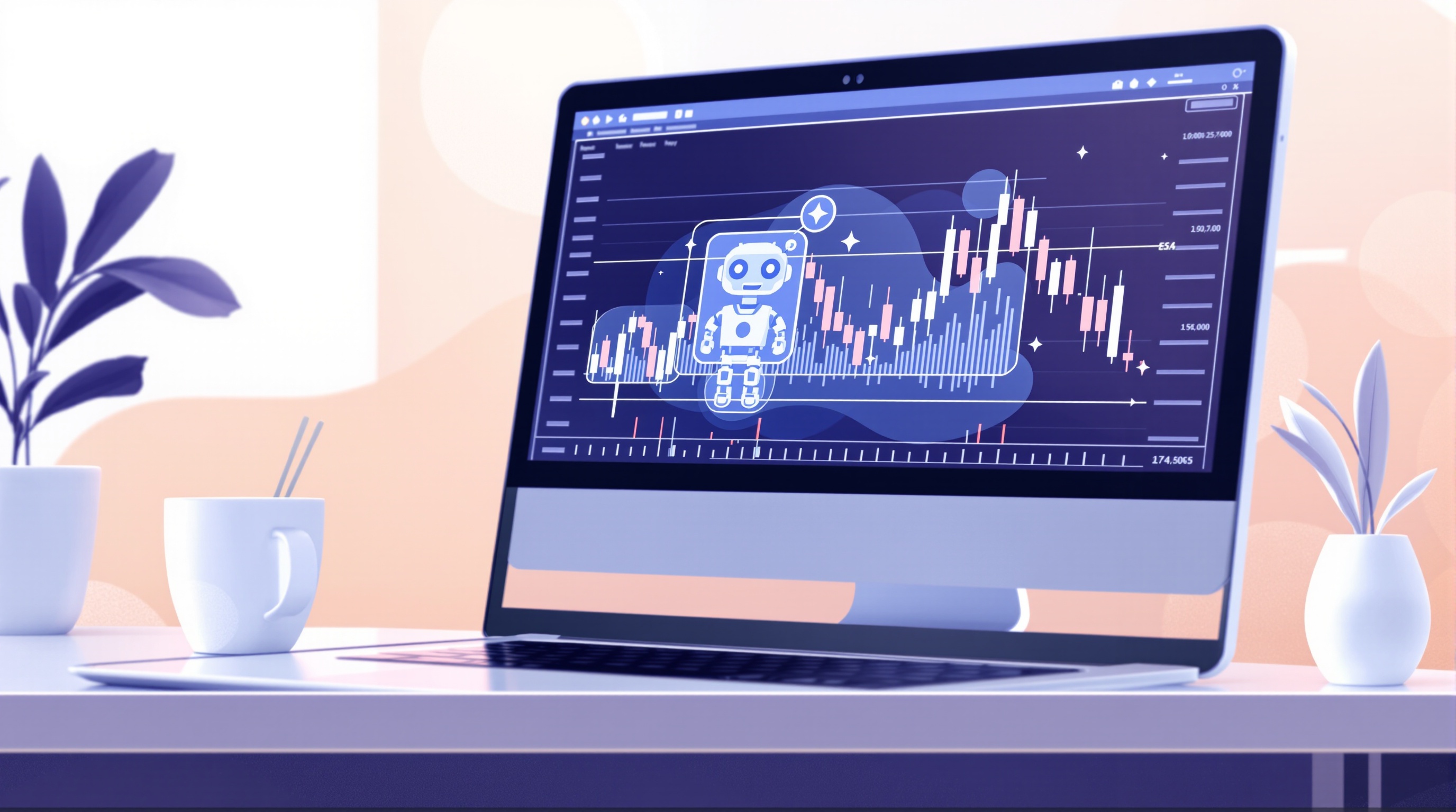 Trading screen showing MetaTrader demo account running an expert advisor with charts and order log