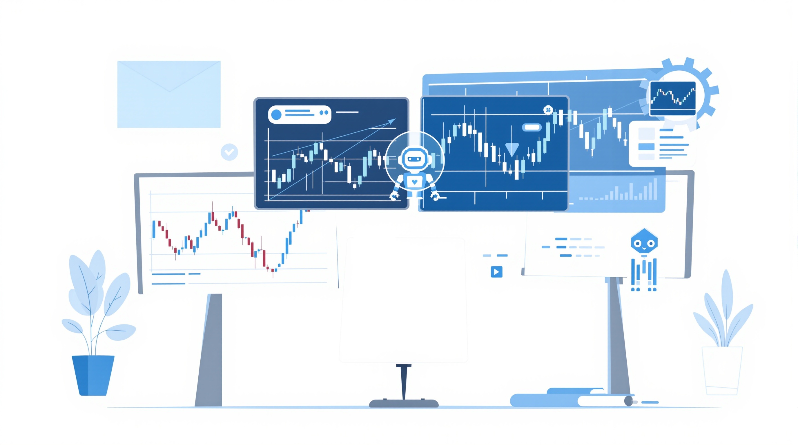 Trading screen showing an automated forex EA running alongside price charts and a checklist