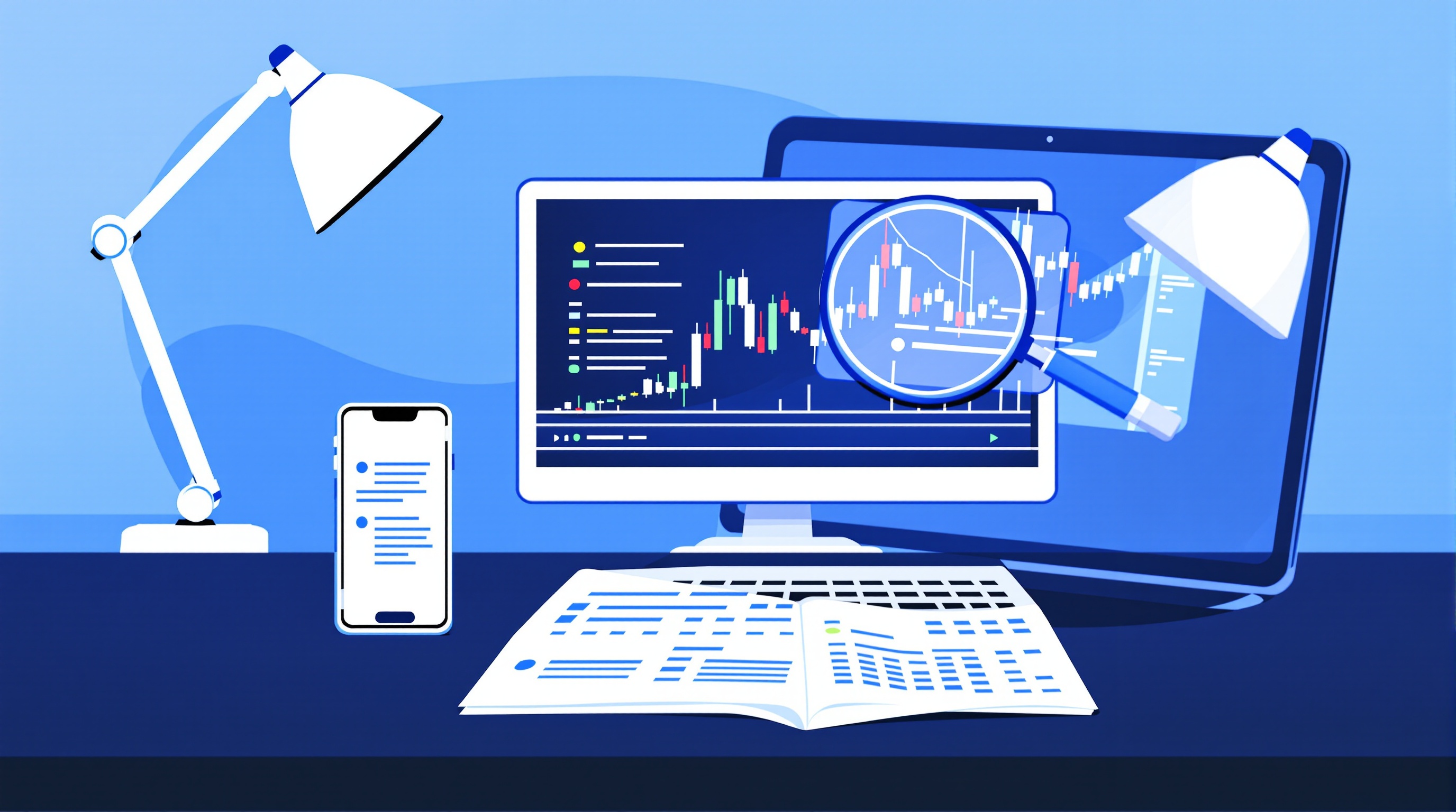 Trader comparing two phone screens showing forex signal alerts next to a broker execution chart