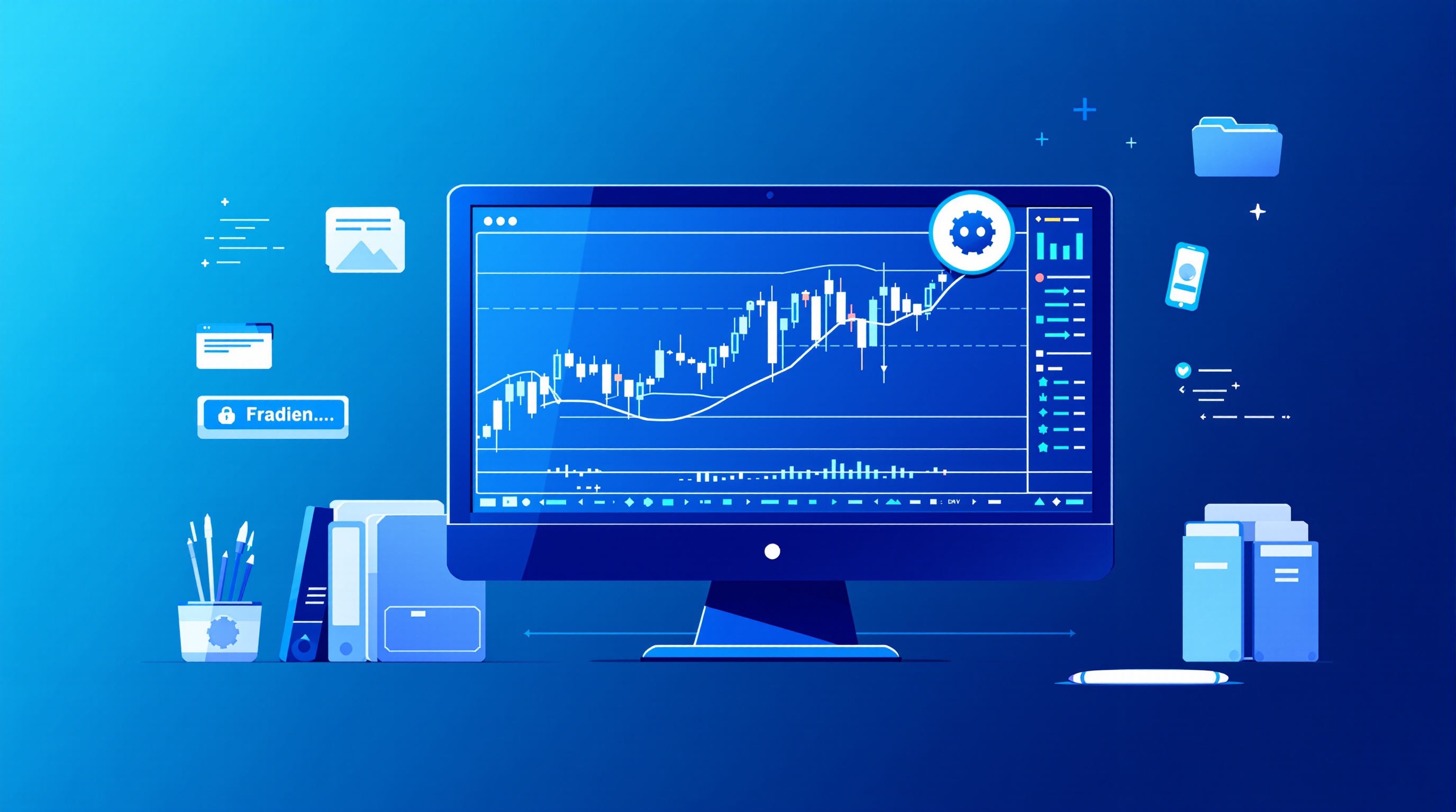 Trader installing an expert advisor onto a MetaTrader 4 chart on a desktop screen