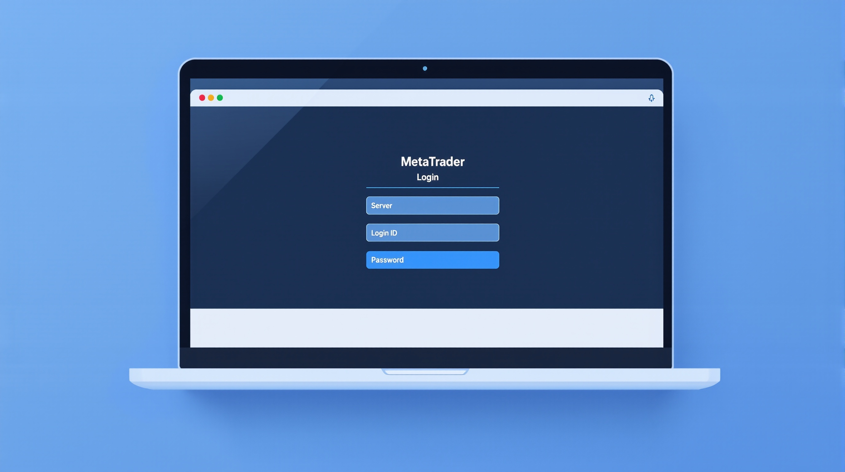 Trader entering server, login ID and password into the MetaTrader 4 login window