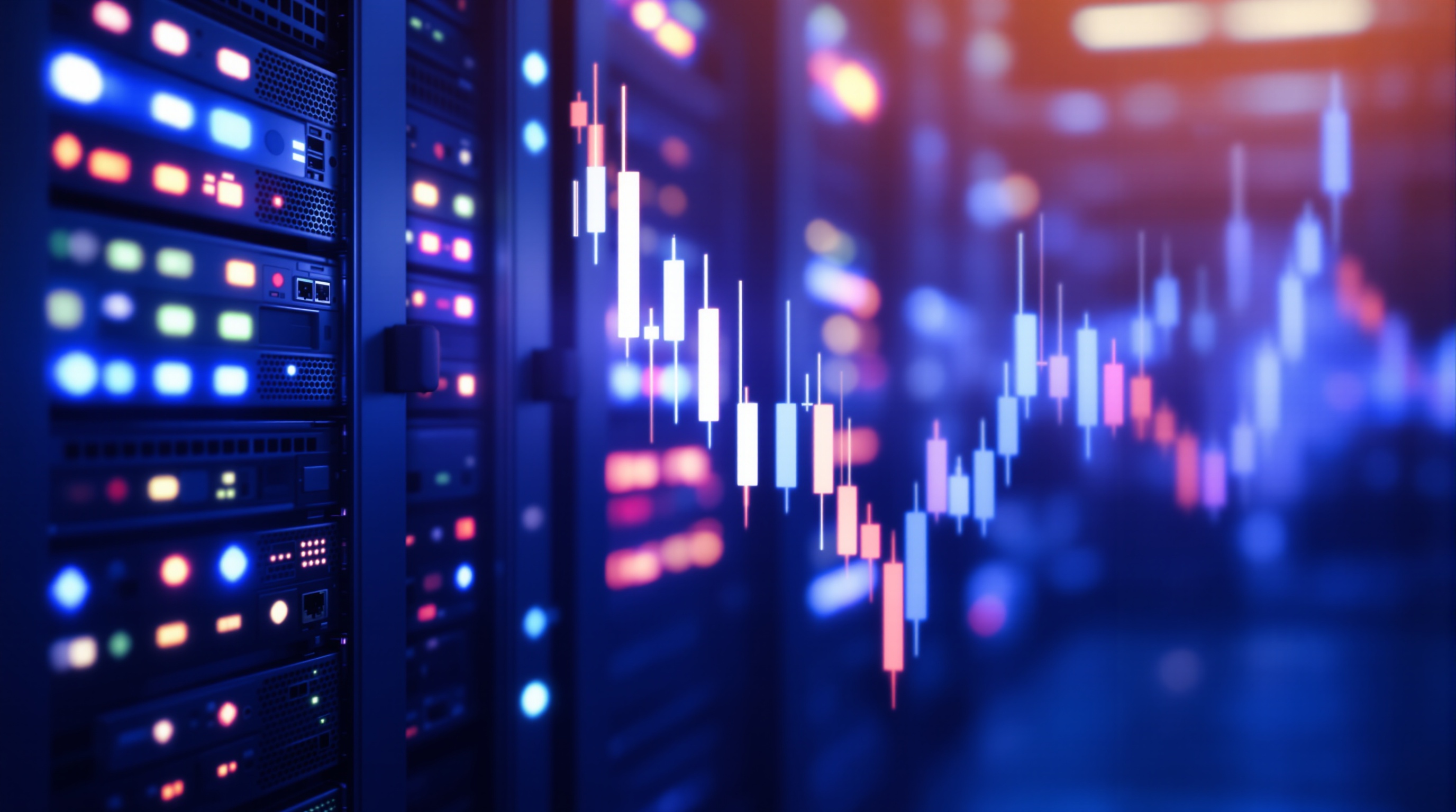 Server rack and network cables representing a low-latency Equinix LD4 trading VPS setup
