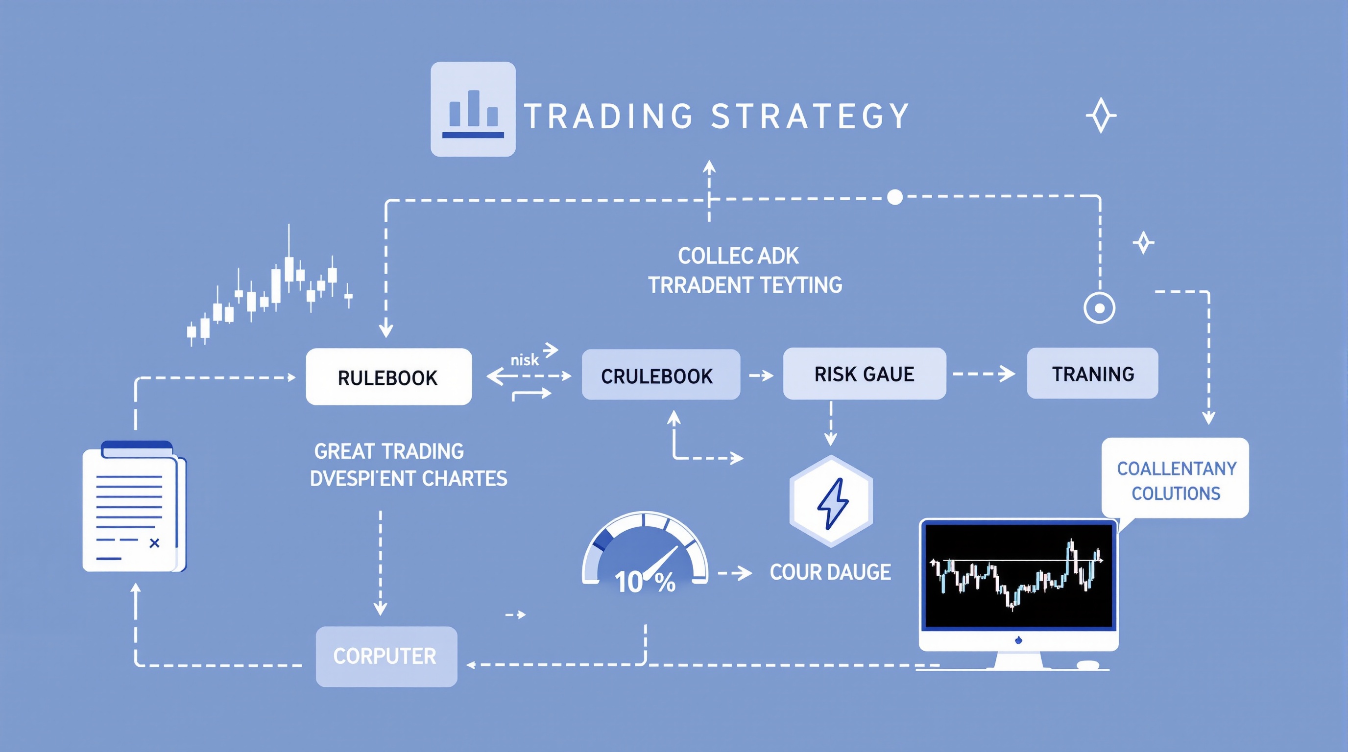 Diagram showing the stages of building a systematic trading strategy from idea to live execution