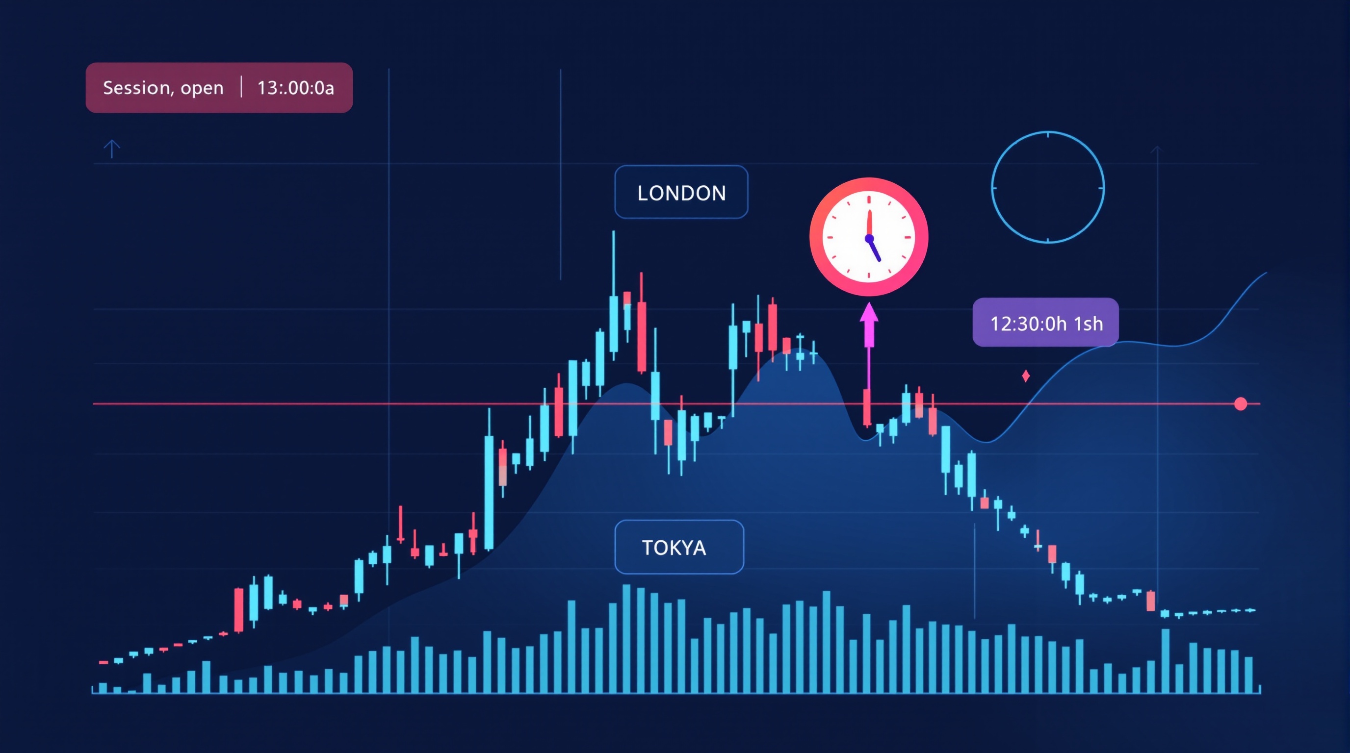 Trader watching a candlestick chart spike as the London session opens