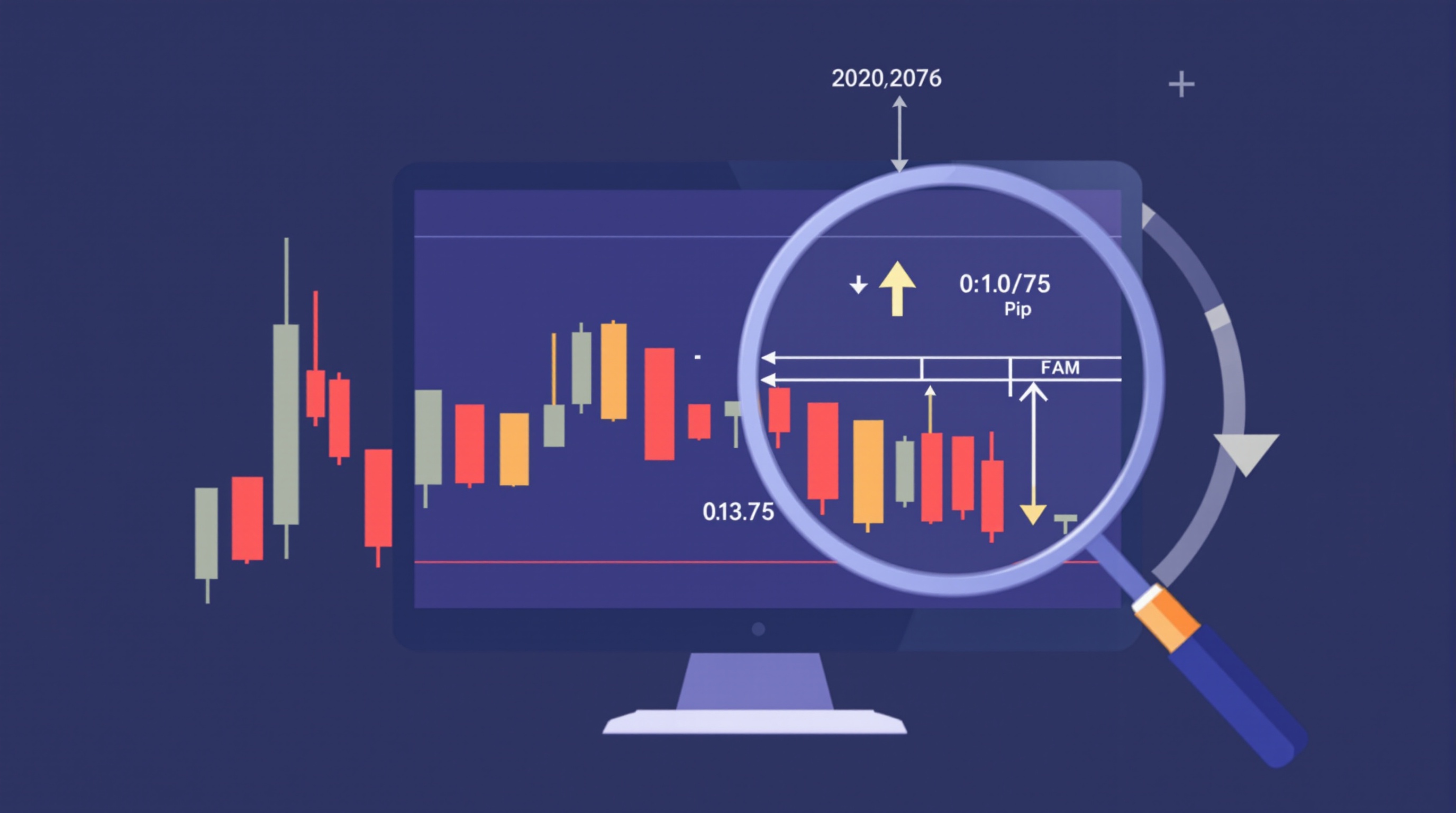 Illustration of a currency pair price chart with pip movements highlighted